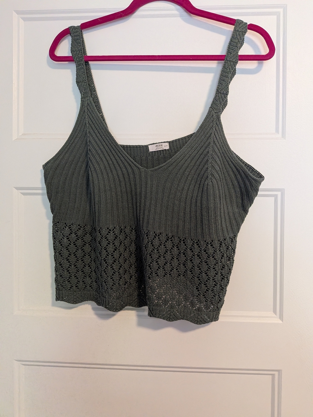 Hippie Boho Festival Olive Knit V-Neck Cropped Camisole